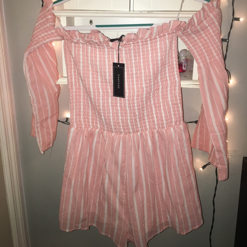Rampage | Pink and White Striped Romper